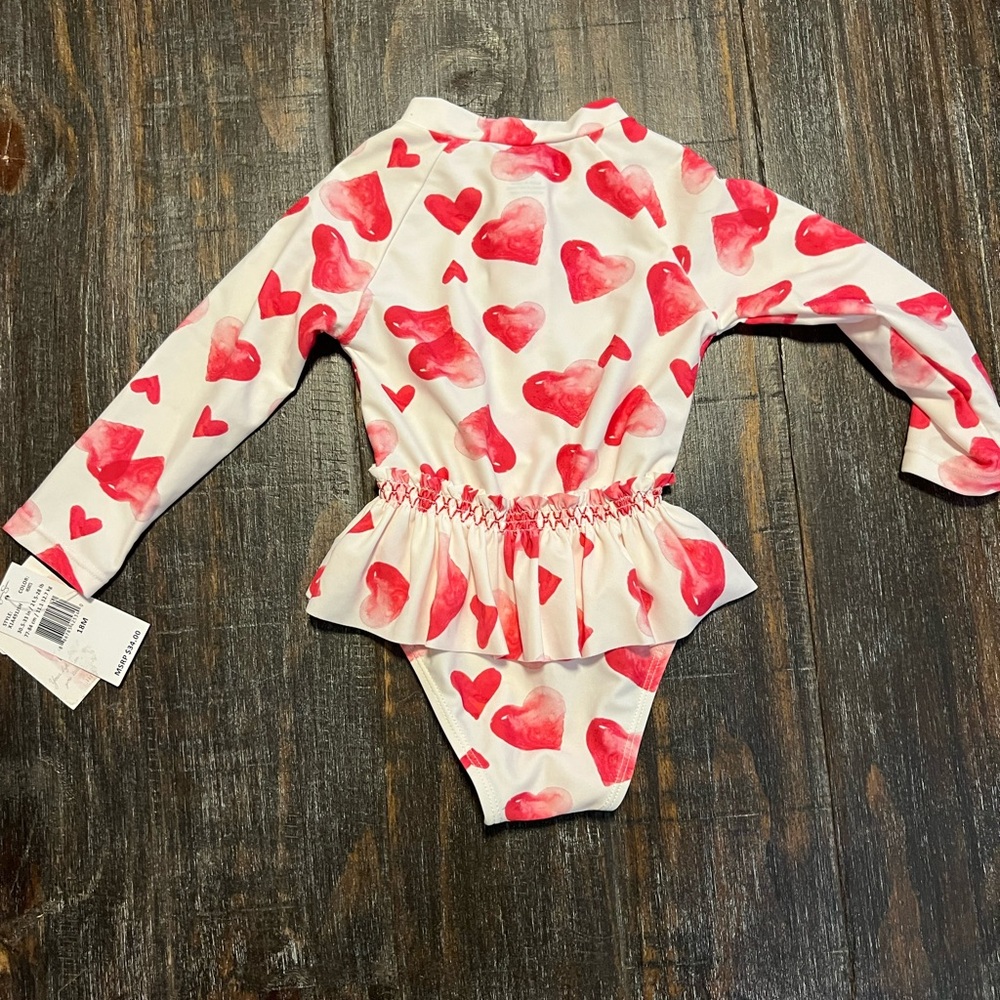 NWT Jessica Simpson Red and Pink Heart Swimsuit